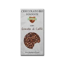 Natura d'Oriente Barretta bio di cioccolato fondente con granella di caffè. 20g