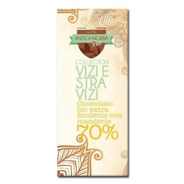 Natura d'Oriente Tavoletta Bio di Cioccolato Extrafondente con Mandorle 50g